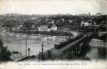 Iconographie - Pont du chemin de fer sur la Saône et quai des Etroits