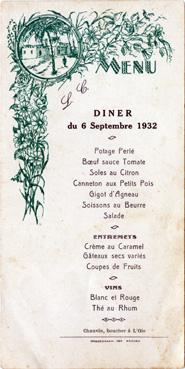 Iconographie - Menu du dîner