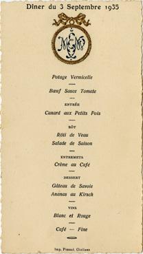 Iconographie - Menu du dîner