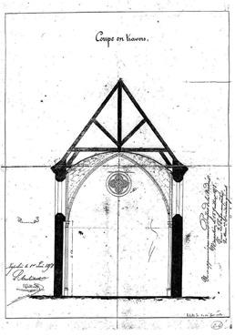 Iconographie - Plan de l'église daté du 6 juin 1814 - Coupe en travers