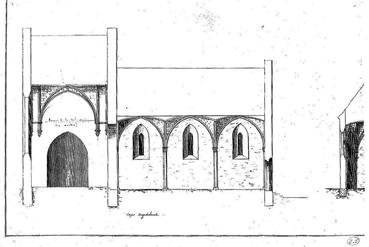 Iconographie - Plan de l'église daté du 6 juin 1814 - Coupe longitudinale