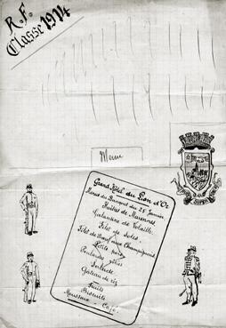 Iconographie - Menu de la classe 1914