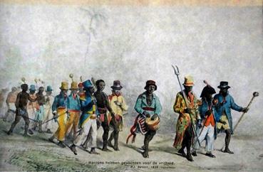 Iconographie - Esclaves en procession au Surinam