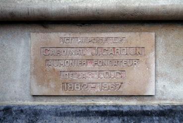 Iconographie - Bruxelles - Plaque Cardinal J. Cardijn