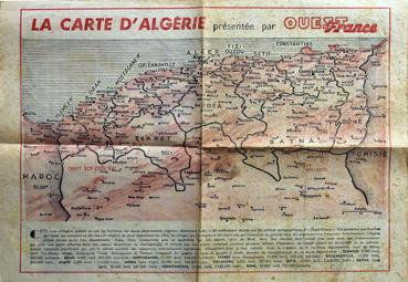 Iconographie - La carte d'Algérie présentée par Ouest-France