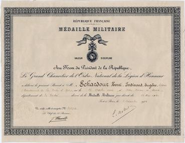 Iconographie - Diplôme - Médaillé militaire, d'Henri Echardour