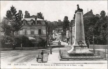 Iconographie - Monument aux Enfants de la Meuse et rue de la Gare