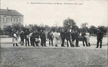 Iconographie - Hôpital militaire de Châlons-sur-Marne - Distribution de la soupe