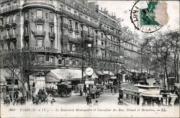 Iconographie - Le boulevard Montmartre et le carrefour des rues Drouot et Richelieu