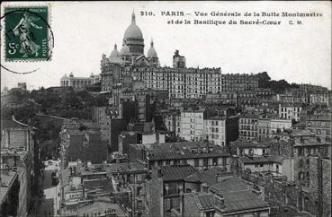 Iconographie - Vue générale de la butte de Montmartre et la basilique du Sacré-Coeur