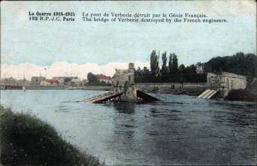 Iconographie - Le pont de Verberie détruit par le Génie français