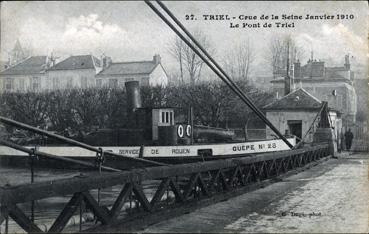 Iconographie - Crue de la Seine janvier 1910 - Le pont de Triel