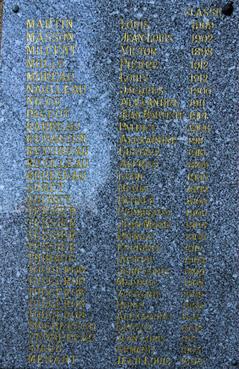 Iconographie - Le monuments aux Morts - Liste des morts 1914-18