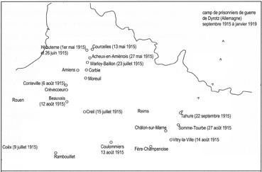 Iconographie - Parcours de Ferdinand Jauffrit durant la campagne 1915