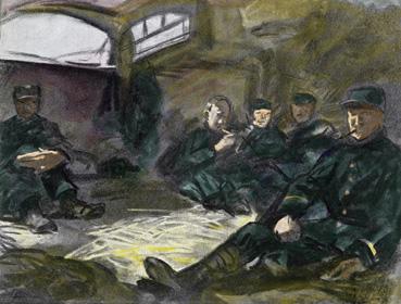 Iconographie - Soldats belges au repos à la Paime