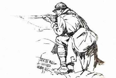 Iconographie - Soldat en position de tir, d'après Lucien Jonas