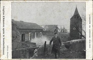 Iconographie - L'église d'Amance après le bombardement