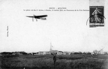 Iconographie - Le plein vol du 1er avion, à Bouin, le 13 juillet 1913