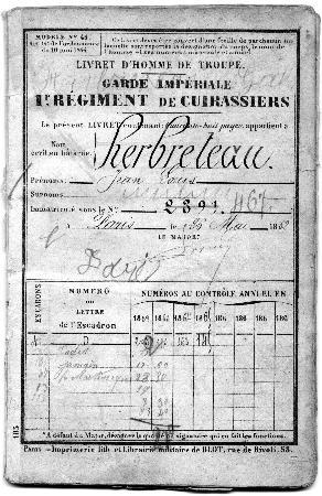 Iconographie - Page du Livret militaire de Désiré Herbreteau