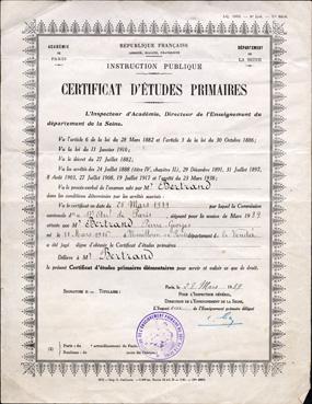 Iconographie - Certificat d'études primaires