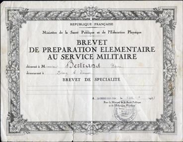 Iconographie - Brevet de préparation élémentaire au service militaire