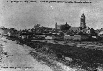 Iconographie - Ville de Noirmoutier avec les marais salants