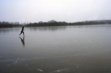 Iconographie - Lac de Grand-Lieu gelé en janvier à Pierre-Aigüe