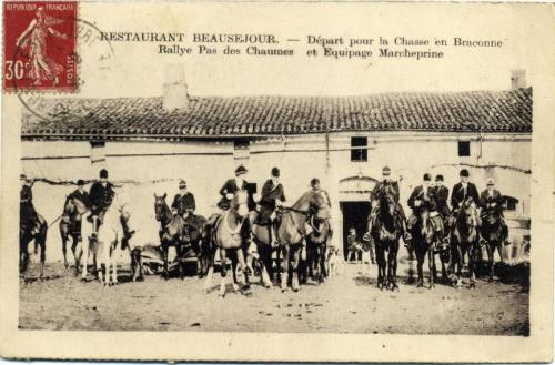 Iconographie - RESTAURANT BEAUSEJOUR - Départ pour la chasse en Braconne.