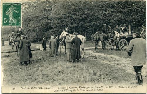 Iconographie - Forêt de Rambouillet -Chasses à courre, Equipage de Bonnelles, à Mme la Duchesse d'Uzès