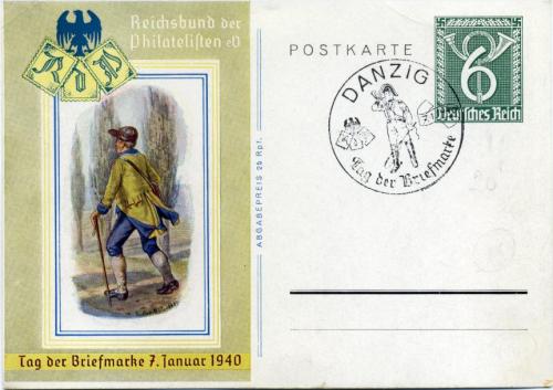 Iconographie - Richsbund der Philateliften eU - Tag der Briefmarke 7 Juanuar 1940 - POSTKARTE