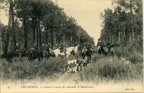 Iconographie - LES SPORTS - Chasses à courre du sud-ouest, le Rendez-vous