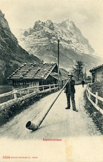 Iconographie - Sonneur de cor des Alpes - Alphorbläser
