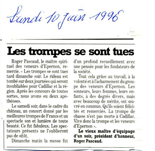 Iconographie - Concours de l'ATSO à Cadillac les 1 et 2 juin 1996