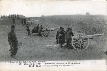 Iconographie - L'artillerie française, le 75 en batterie