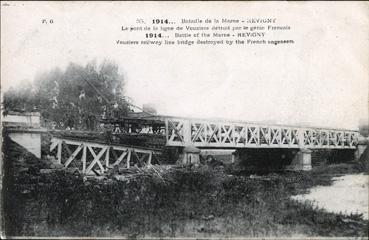 Iconographie - Le pont de la ligne de Vouziers détruit par le génie français