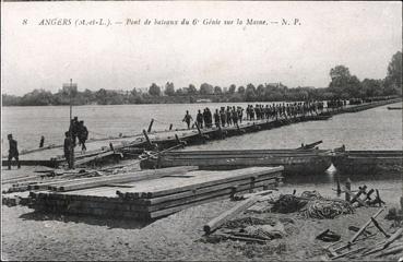 Iconographie - Pont de bateaux du 6e génie sur la Marne