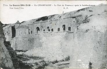 Iconographie - Le fort de Pompelle après le bombardement 