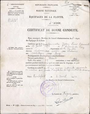 Iconographie - Certificat de bonne conduite