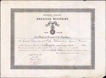 Iconographie - Médaille militaire de Pierre Chopin