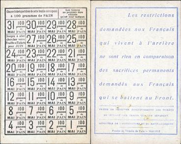 Iconographie - Ticket de 100 grammes de pain