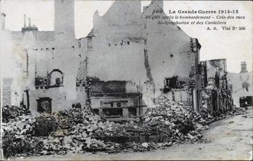 Iconographie - Après le bombardement - Coin des rues St-Symphorien et des Cordeliers