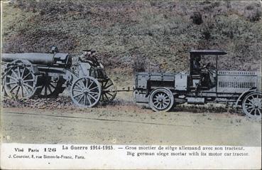 Iconographie - Gros mortier de siège allemand avec son tracteur