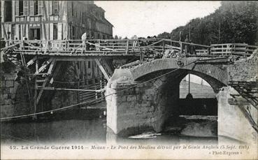 Iconographie - Le pont des Moulins détruits par le génie anglais