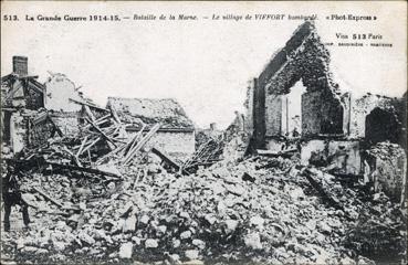 Iconographie - Le village de Viffort bombardé