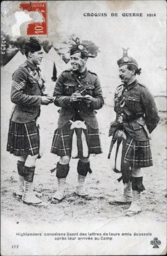 Iconographie - Highlanders canadiens lisant les lettres de leurs amis écossais