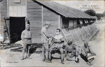 Iconographie - Camp de Mailly - Le perruquier au camp