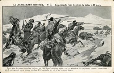 Iconographie - La guerre russo-japonaise - Escarmouche vers les rives du Valou