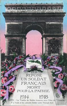 Iconographie - La tombe du Soldat inconnu sous l'arc de Triomphe