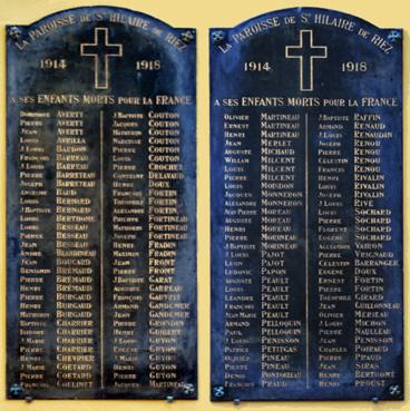 Iconographie - Plaque des Morts pour la France dans l'église