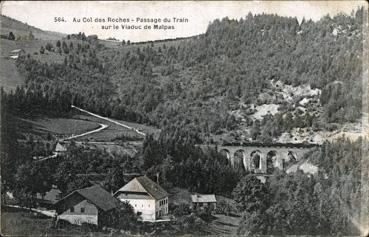 Iconographie - Au col des Roches - Passage du train sur le viaduc de Malpas